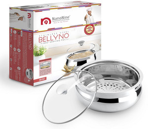 Nano Nine Bellyno Stainless Steel Serving Pot / Casserole With Glass Lid, Mini, 800 ml, Sliver Casserole