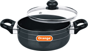 Orange casserole with glass lid 2.6 mm thickness 165mm Casserole