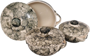 Stonish 3 Donga in royal turtle print colour handmade pottery Casserole Set