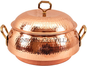 IndianArtVilla Steel Copper Casserole