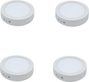 Otexlite 12 Watt Surface Round White Pack Of 4 No False Ceiling Required Flush Mount Ceiling Lamp