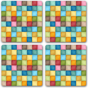 Shoppers Bucket Square Rubber Coaster Set
