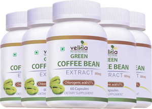 Velicia Natural Green Coffee Beans Capsules For Weight Loss 800Mg Pack of 5 Filter Coffee 240 g