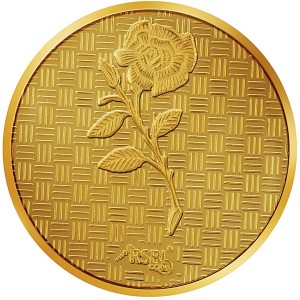 rsbl precious certified classy rose design 24 (995) k 50 g yellow gold coin