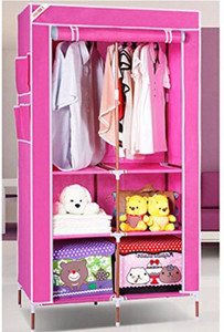 Evana Carbon Steel Collapsible Wardrobe Finish Color Pink Best