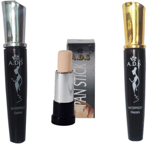 Ads Waterproof Eyeliner Mascara Pan Stick Concealerset Of 3