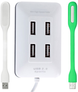 FineArts QHM6633 4 Port USB 2.0 Hub and 2 Flexible USB Led Light Combo Set