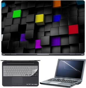 Skin Yard 3d Colour Cubes Laptop Skin With Screen Protector