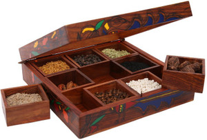 Indikala Multipurpose 8 Inch Square Box (with Nine Detachable Compartments) 1 Piece Condiment Set