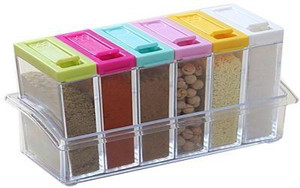 Kartsasta 6 Pcs Transparent Plastic Seasoning Box Spices Storage Box - 500 ml Glass Spice Container