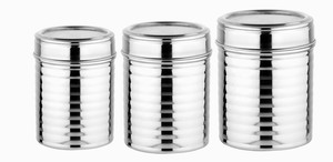 Mosaic Canister Ribbed See Through 8,9,10 Cm - 400 ml, 700 ml, 940 ml Stainless Steel Tea, Coffee & Sugar Container