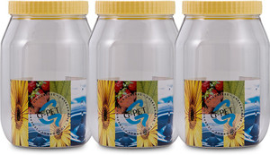 GPET Round Jar- Set Of 3 - 3000 ml Plastic Food Storage