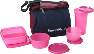 Signoraware Best Lunch with Bag - 350 ml, 200 ml, 370 ml, 200 ml Plastic Food Storage