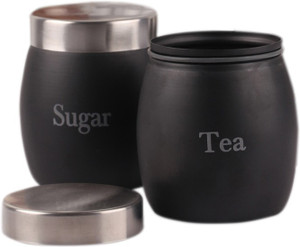 Dynore Vibrant Black Barrel Tea Sugar Canister Canisters 650 Ml Dynore Vibrant Black Barrel Tea Sugar Canister Canisters 650 Ml Stainless Steel