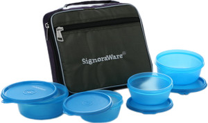 Signoraware Fresh Lunch Box (With Bag) - 620 ml, 200 ml Plastic Food Storage