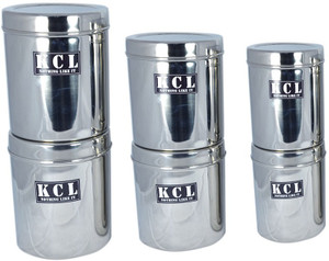 KCL 6 Storage Containers - 1300 ml, 1500 ml, 1800 ml, 1300 ml, 1500 ml, 1800 ml Stainless Steel Food Storage