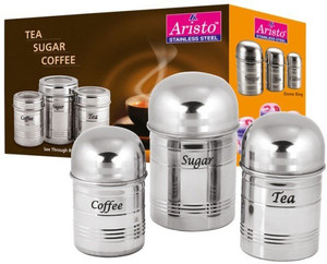 Aristo Stainless Steel - 450 ml, 350 ml, 250 ml Stainless Steel Tea, Coffee & Sugar Container