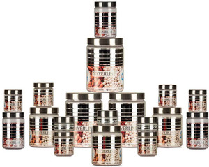GPET Silver Line Combo Pack of 18 B - 2200 ml, 1200 ml, 750 ml, 200 ml, 100 ml, 50 ml Plastic, Steel Multi-purpose Storage Container