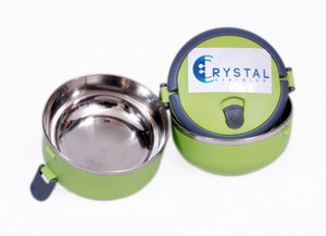 Crystal Cuisinier Lunch Box Container With 2 Layer - 1400 ml Plastic, Stainless Steel Food Storage