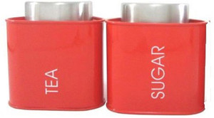 Dynore Red Triangular canister - 950 ml Stainless Steel Tea, Coffee & Sugar Container
