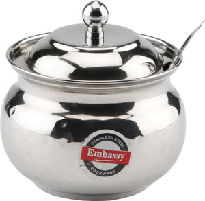 Embassy Hammered Ghee / Oil Pot (Size 2) - 400 ml Stainless Steel Multi-purpose Storage Container