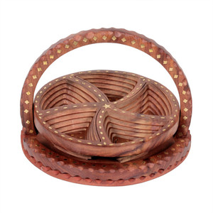 Fab Handicraft Vegetable & Dry Fruits Basket - 450 ml Wooden Multi-purpose Storage Container