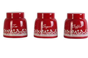 Dynore Red Pyramid Tea, Coffee & Sugar canister - 1000 ml Stainless Steel Tea, Coffee & Sugar Container