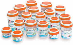 Cello Fashion Container Set (18 pcs) Orange - 1500 ml, 1000 ml, 750 ml, 500 ml, 250 ml Plastic Food Storage