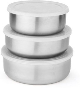 Mosaic Lid Bowl Set of 3 Pcs - 650 ml, 900 ml, 1220 ml Stainless Steel Multi-purpose Storage Container