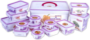 Princeware Click & Seal Container Set - 7800 ml, 1190 ml, 260 ml, 110 ml, 490 ml, 500 ml, 970 ml, 295 ml, 190 ml Plastic Multi-purpose Storage Container