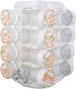 JVS JVS Kitchen Mate 16 Jar (Flower White) - 100 ml Plastic Multi-purpose Storage Container