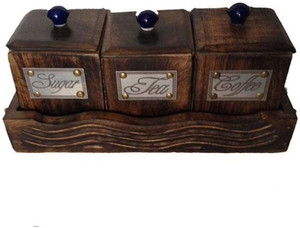 Worthy Shoppee - 400 ml Wooden Tea, Coffee & Sugar Container