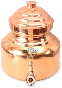 IndianArtVilla Chari Gangotri Dispenser with Lid - 2.5 L Copper Multi-purpose Storage Container