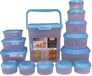 Asian Keep Fresh 14 Pc set - 225 ml, 425 ml, 700 ml, 1150 ml, 1950 ml, 8000 ml, 1500 ml, 1000 ml, 500 ml Plastic Multi-purpose Storage Container