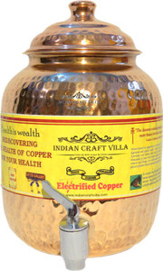 Indian Craft Villa - 1.5 L Copper Multi-purpose Storage Container