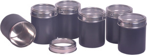 Dynore Set of 6 See through Black canisters - 750 ml Stainless Steel Food Storage
