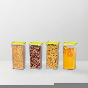 Disha Unbreakable Foodgrade Transparent 4 XL Containers green - 1225 ml Plastic Food Storage
