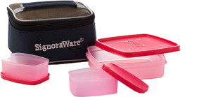 Signoraware Hot 'n' Cute Lunch Box With Bag - 350 ml, 100 ml Plastic Food Storage