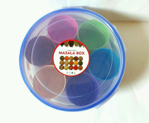 Kreativekudie Spice Container lock and seal big masala box with 7 small containers microwave safe dishwasher safe kreativekudie - 7 dozen Plastic Spice Container