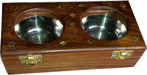 Huzain Handicrafts - 200 ml Wooden, Steel, Glass Spice Container