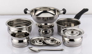 Mahavir 10pc Induction Base Cook N Serve Set Cookware Set