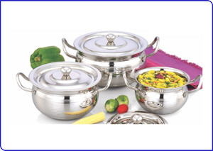 Mahavir 3pc Stainless Steel Special Effect Cook & Serve Cookware Set
