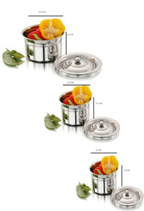 Mahavir 3pc Stainless Steel Baby Plain Induction Base Cook & Serve Set Cookware Set