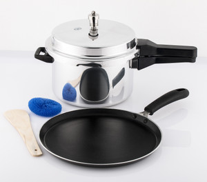 Mahavir Non Stick Induction Dosa Tawa 260mm With Induction Base Pressure Cooker 5l Cookware Set