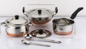 Mahavir 8pc Copper Bottom Cookware Set Cookware Set