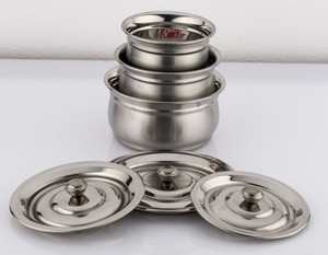Mahavir 6pc Baby Handi With Lid Matt Finish Cook N Serve Set Cookware Set