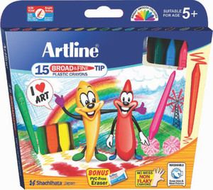 Artline Broad & Fine Tip Triangular Shaped Plastic Washable Crayons
