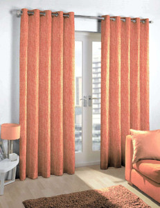 Skipper Blends Red Abstract Eyelet Long Door Curtain