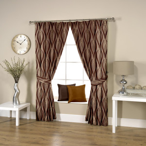 Threadmix Polyester Brown Abstract Curtain Window Curtain 152 Cm