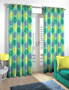 Skipper Polyester Green Printed Eyelet Door Curtain